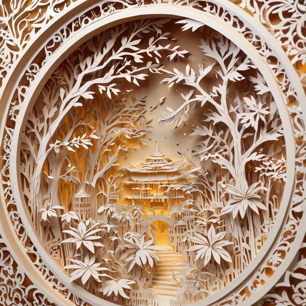 Intricate Kirigami Paper World in Popup Style