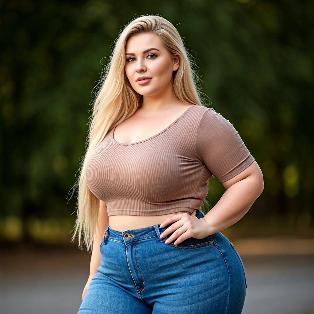Confident Curvy Woman Posing in Natural Light