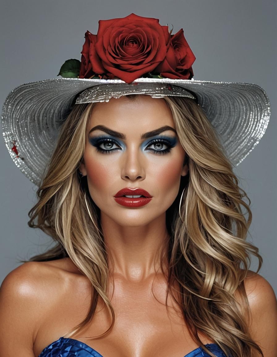 Carmen Electra Magazine Cover with Roses Hat
