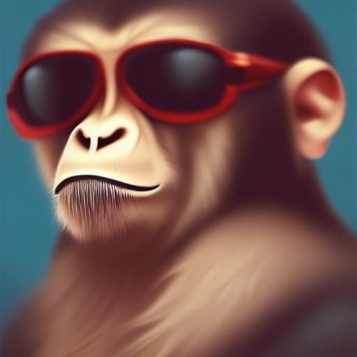Cool Monkey with Sunglasses Portrait