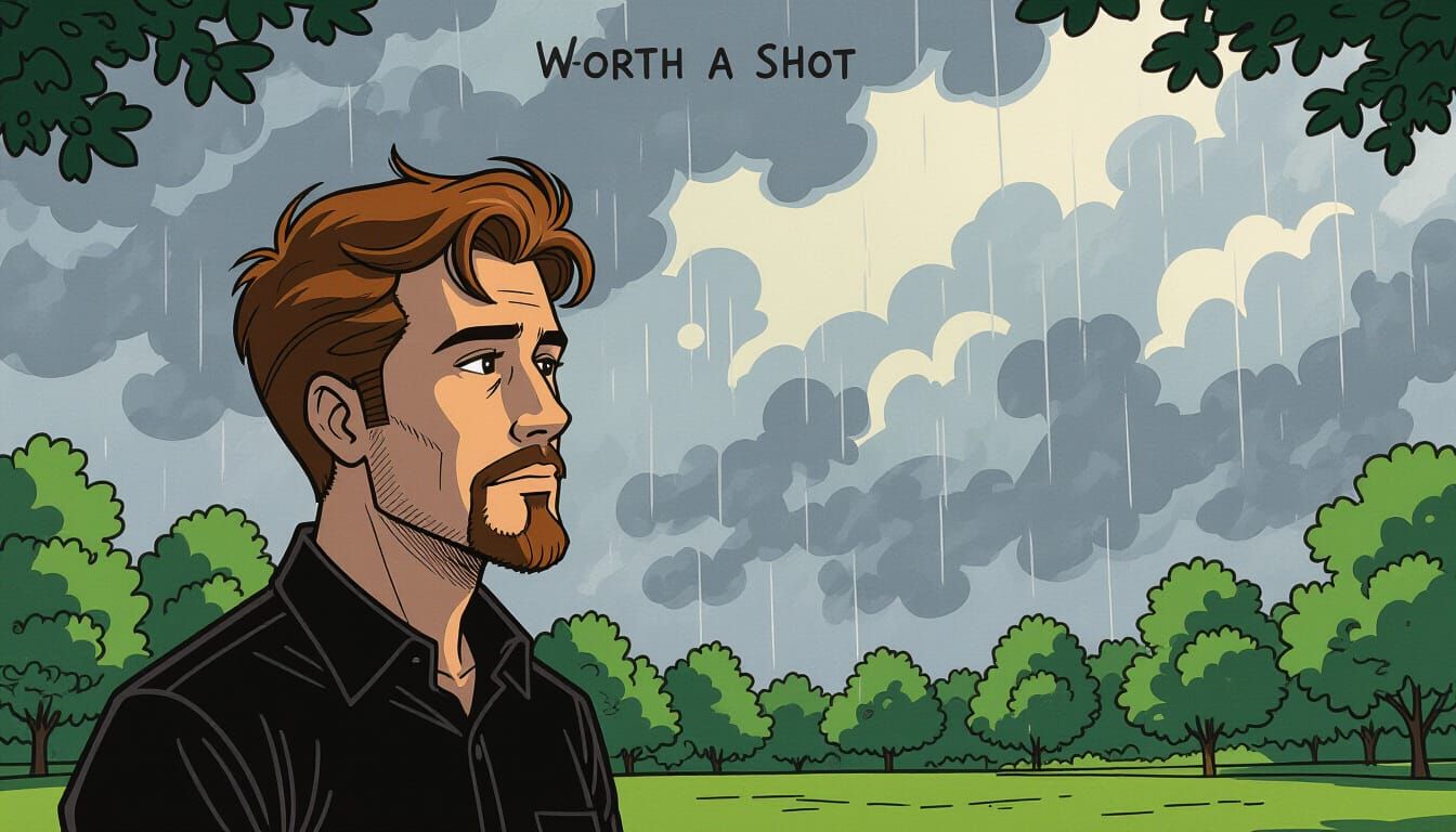 Dreamy Man in Rainy Park: Hergé, Bilal, and Moebius Style