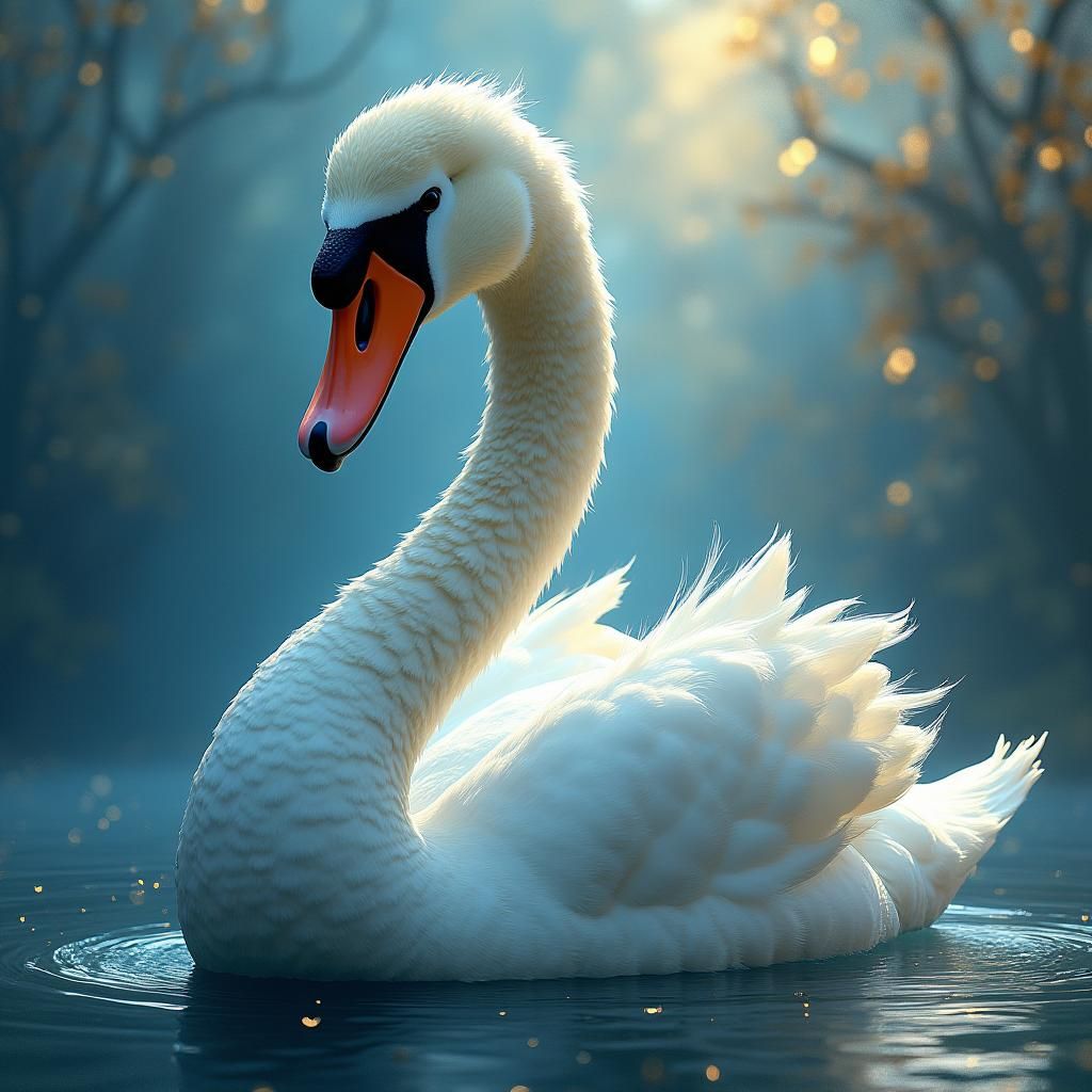 Majestic Swan Profile in Dreamlike Abstract Setting