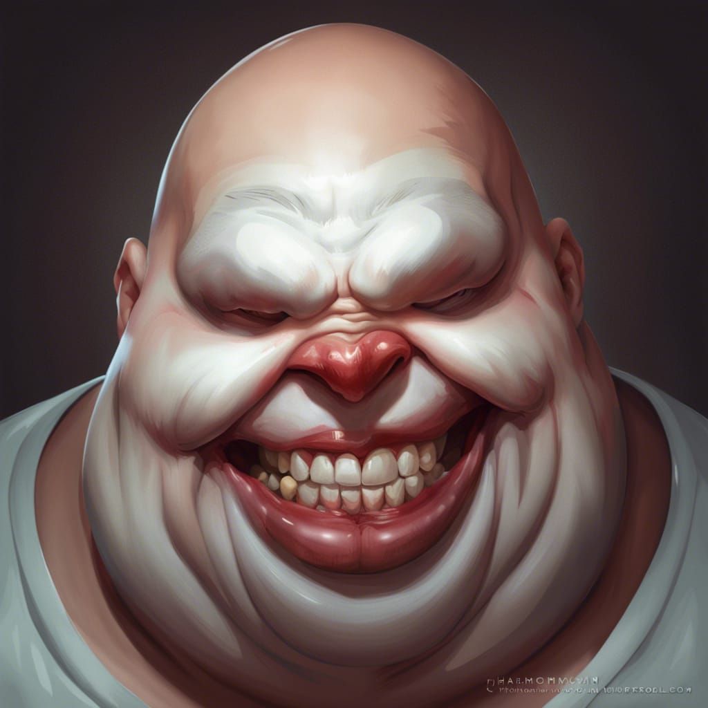 Creepy Bald Man Portrait in Digital Art Style