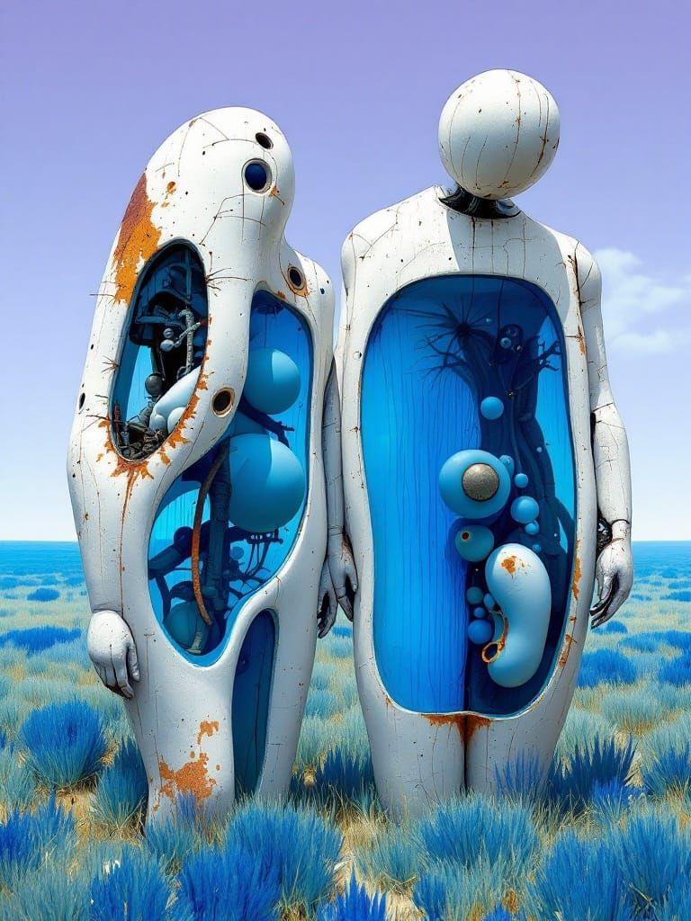 Abstract Blue Forms in a Dreamlike Landscape