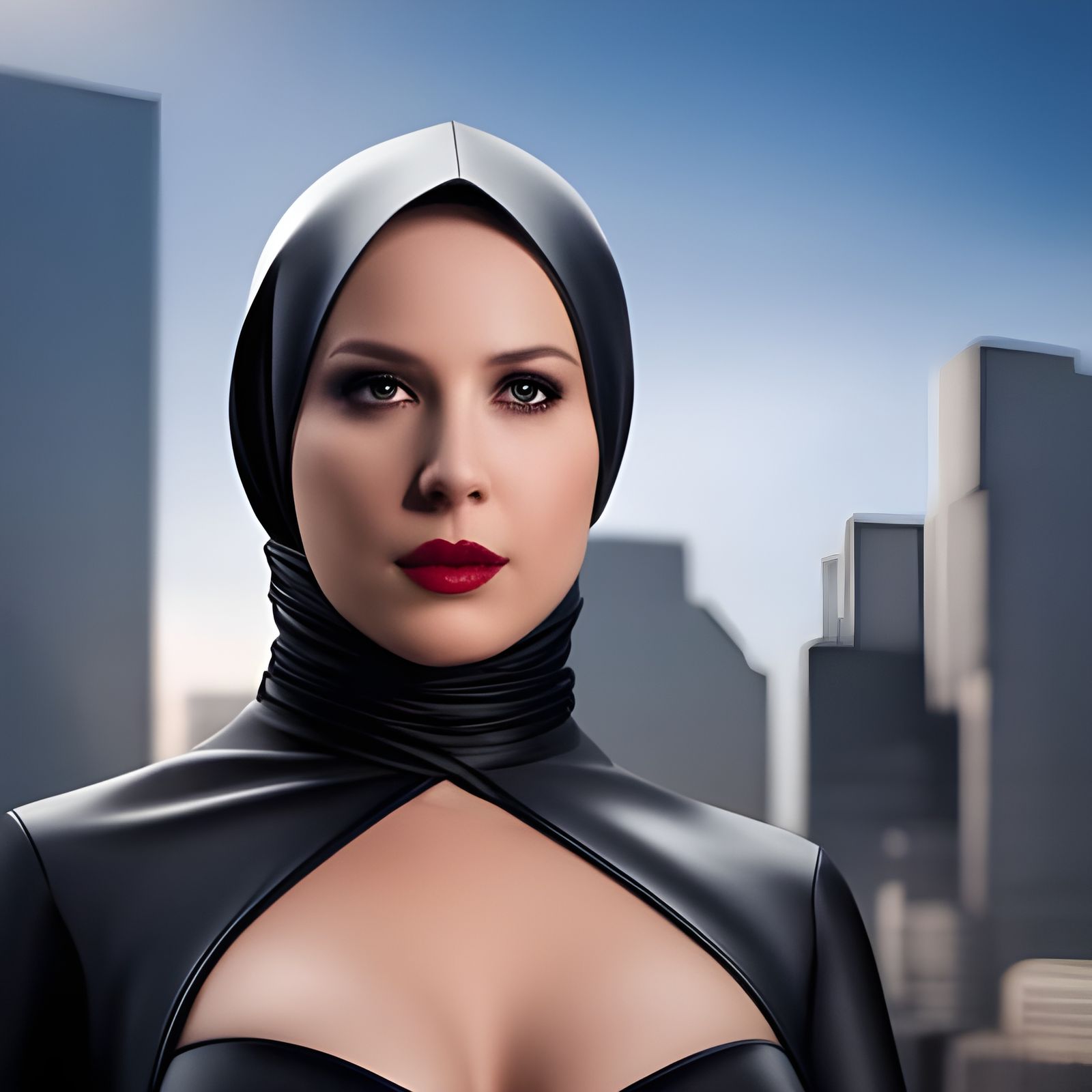 German Woman in Hijab and Latex Dress