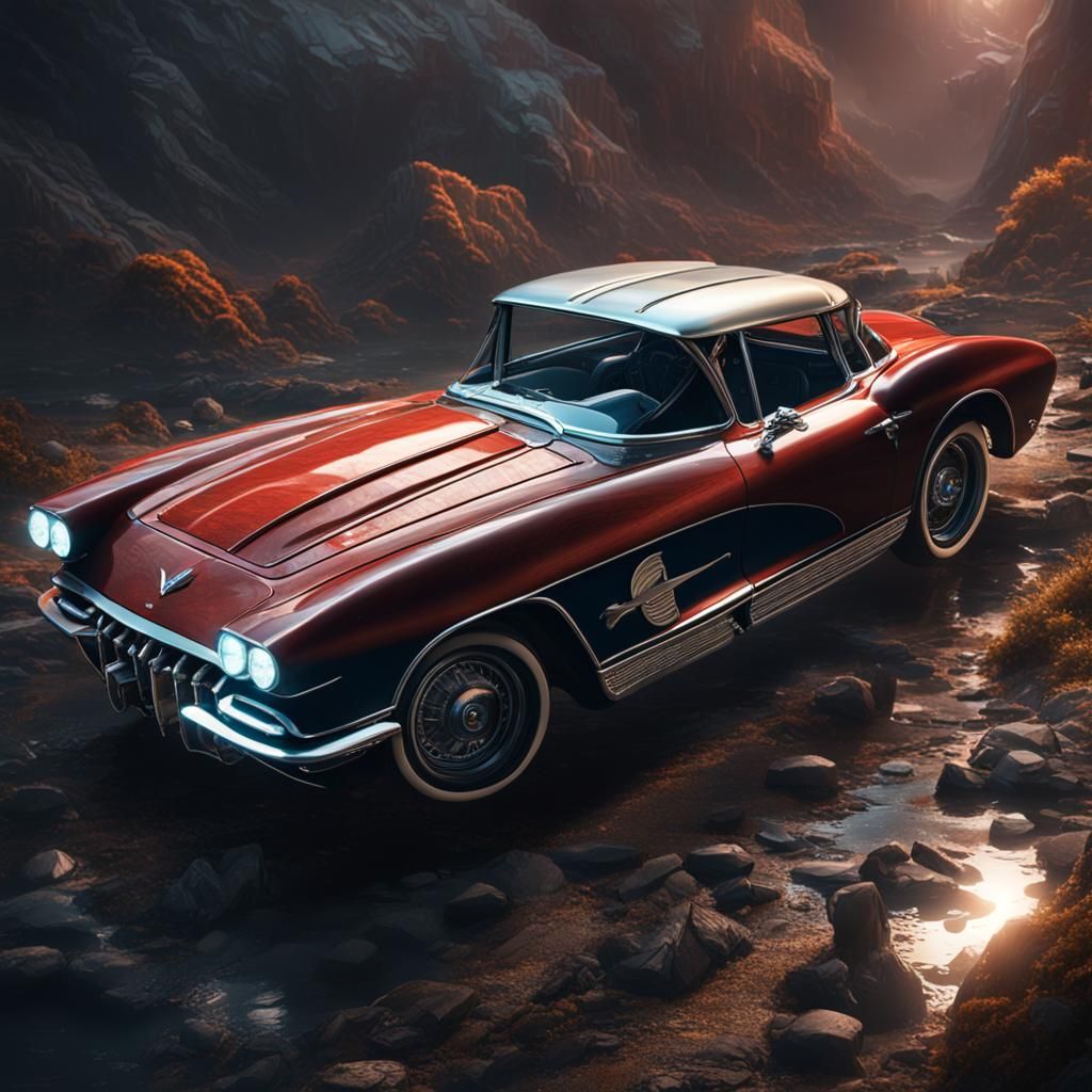 V8 Engine Corvette in Detailed Matte Painting
