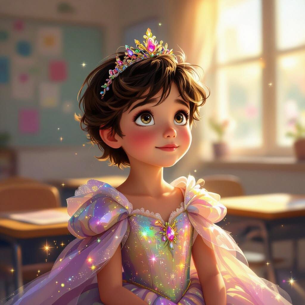 Boy Dreams of Being a Princess in Whimsical Fantasy Style