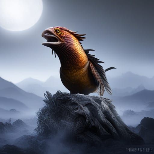 Perch Fish Hunting in Deep Fantasy Landscape