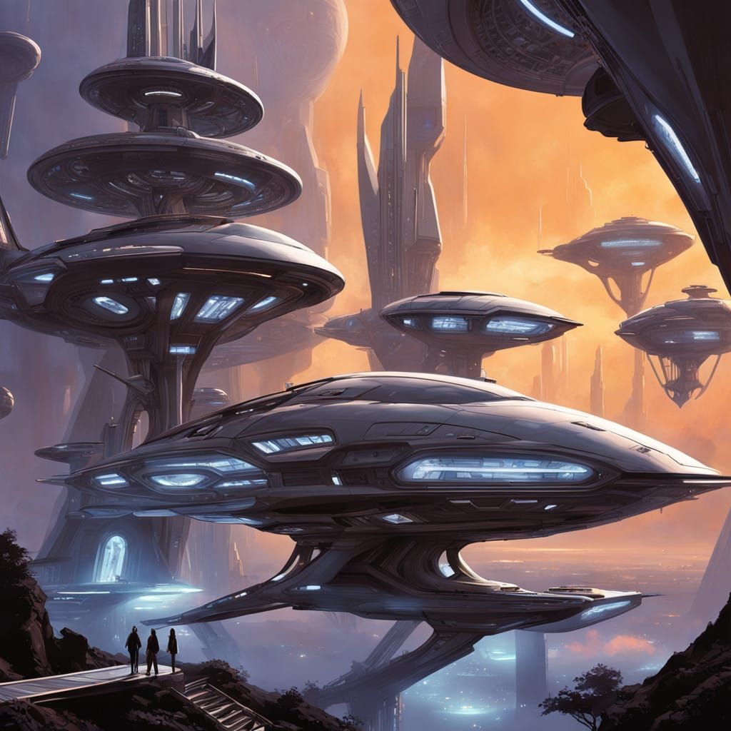 Futuristic Star Fleet in Biopunk Style