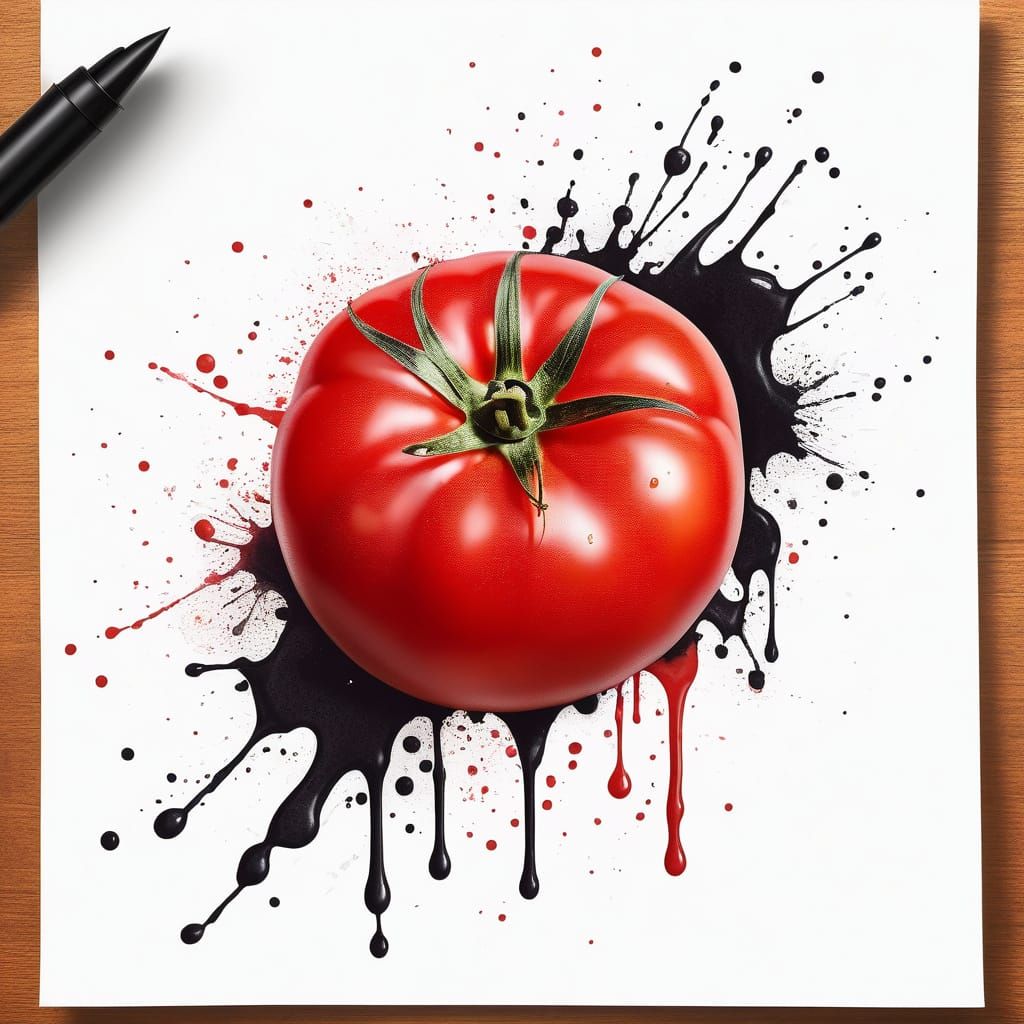 Whimsical Watercolor Tomato Vignette