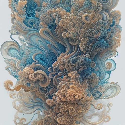 Floral Winds: Intricate Smoke Art in Liquid Glass