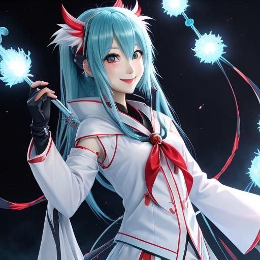 Anime Yuki Onna Spirit with Crimson Fire