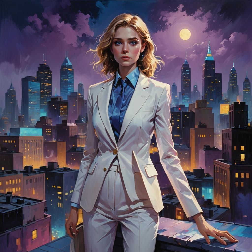 Cassandra on Rooftop: Art Nouveau Oil Painting