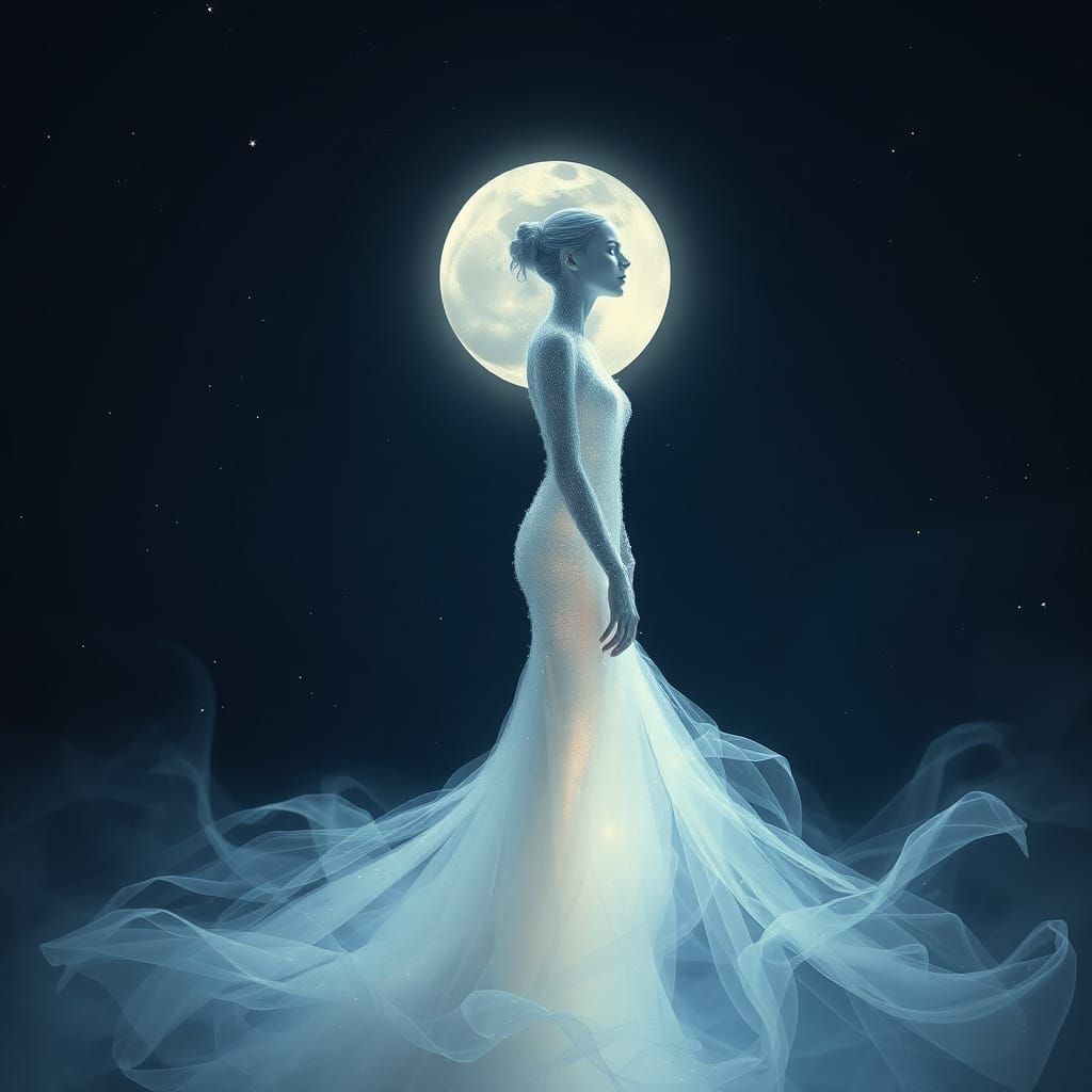 Ethereal Woman in Lunar Glow