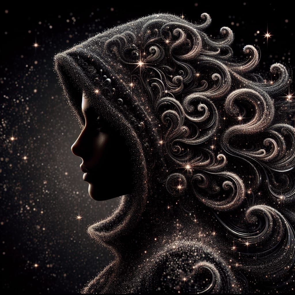 Ethereal Star Smoke Silhouette in Hypermaximalistic Style