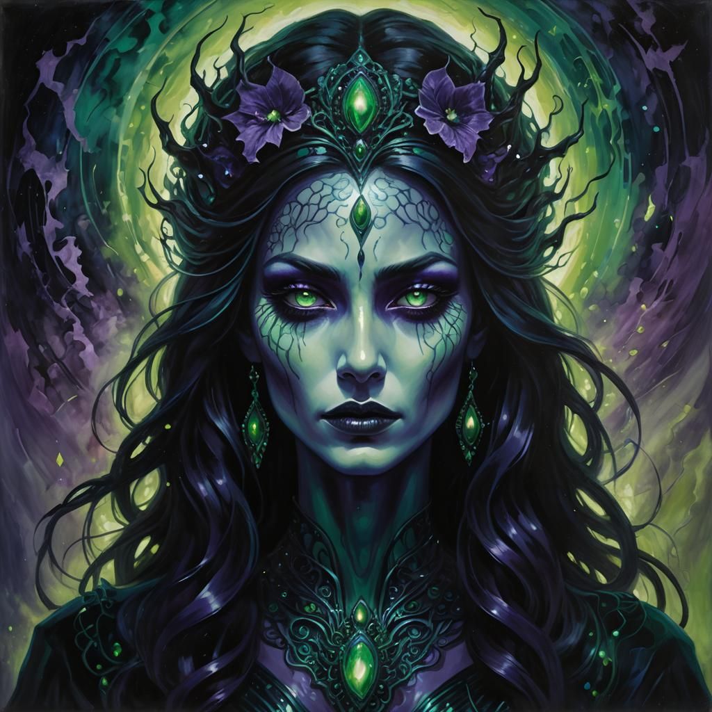 Obsidian Goddess of the Underworld: Digital Painting