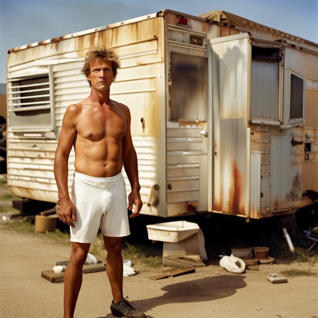 Portrait of a Man in Underpants in Trailer Park