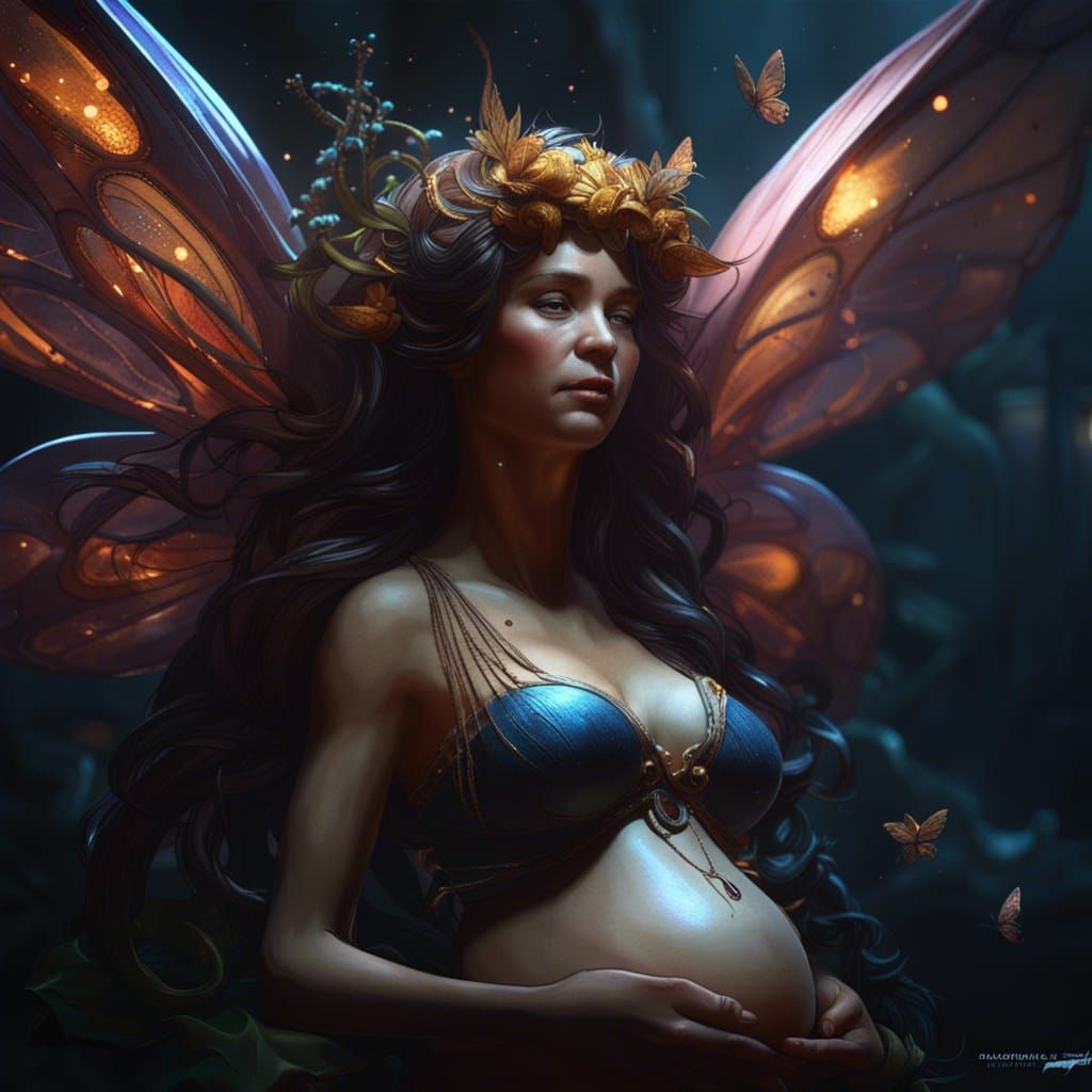 Pregnant Fairy: Dark Fantasy Art Nouveau Masterpiece