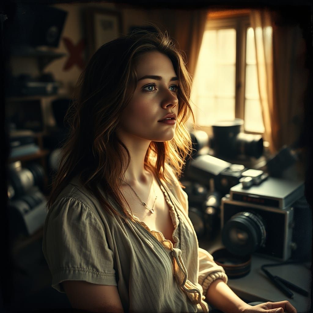 Photograph of candid woman, Daguerreotype, calotype, tintype, collodion, ambrotype, carte-de-visite, gelatin silver, dry...