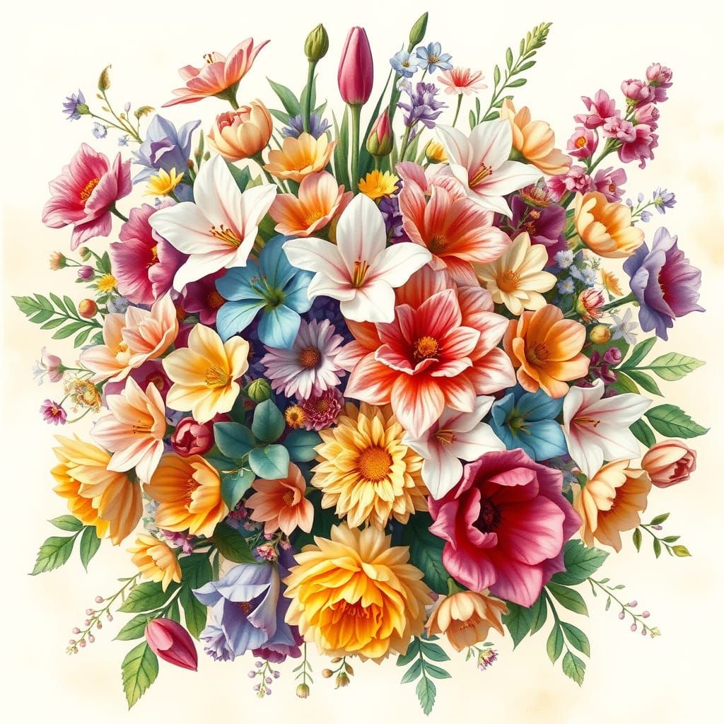 Vibrant Floral Masterpiece in Whimsical Style