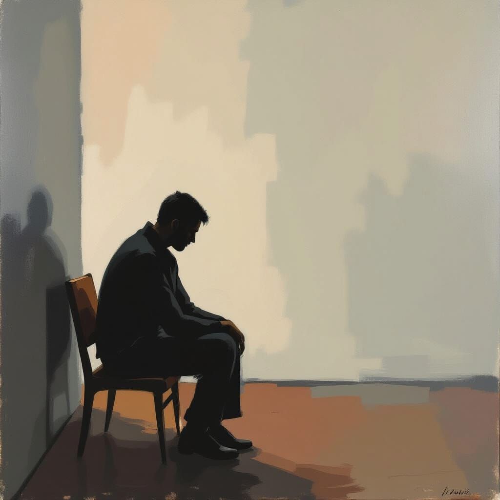 Contemplative Figure in Abstract Expressionist Style