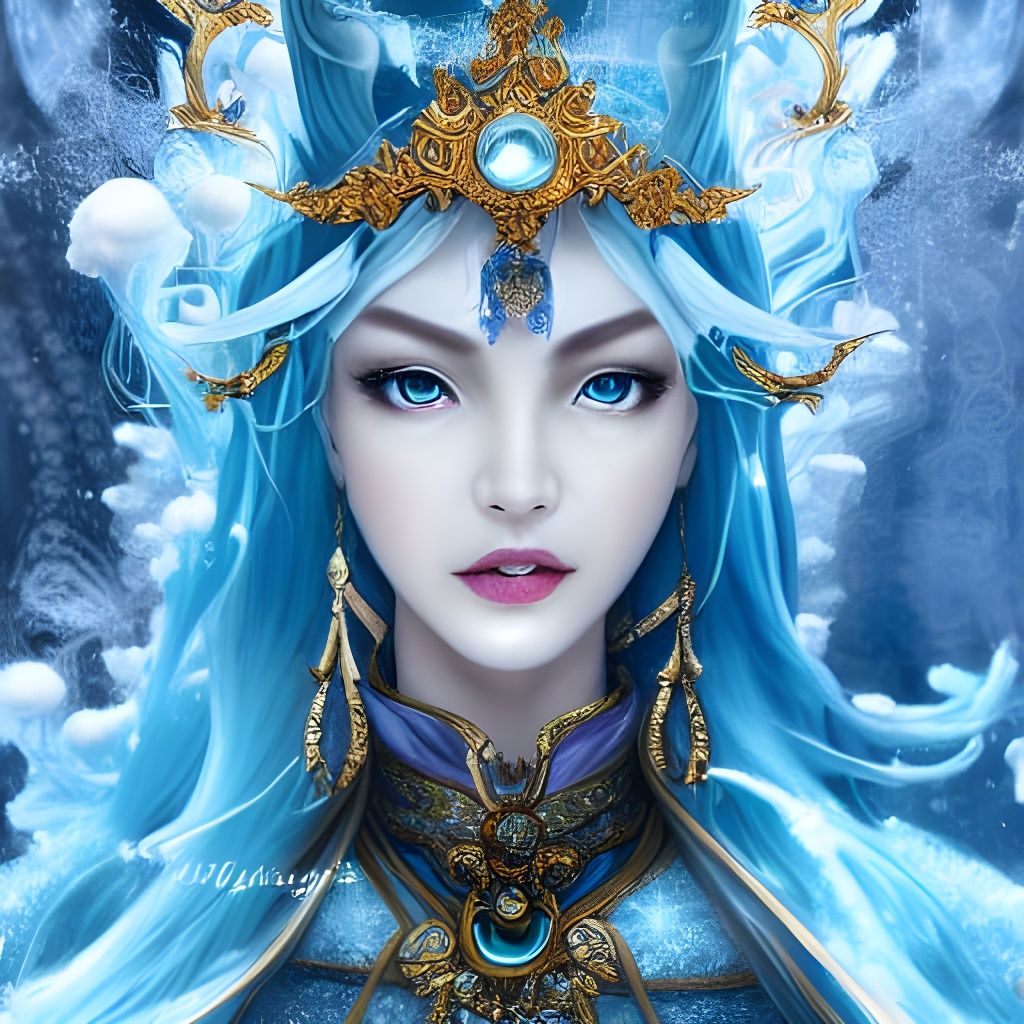 Ornate Ice Mage Portrait in Fantasy Art Style