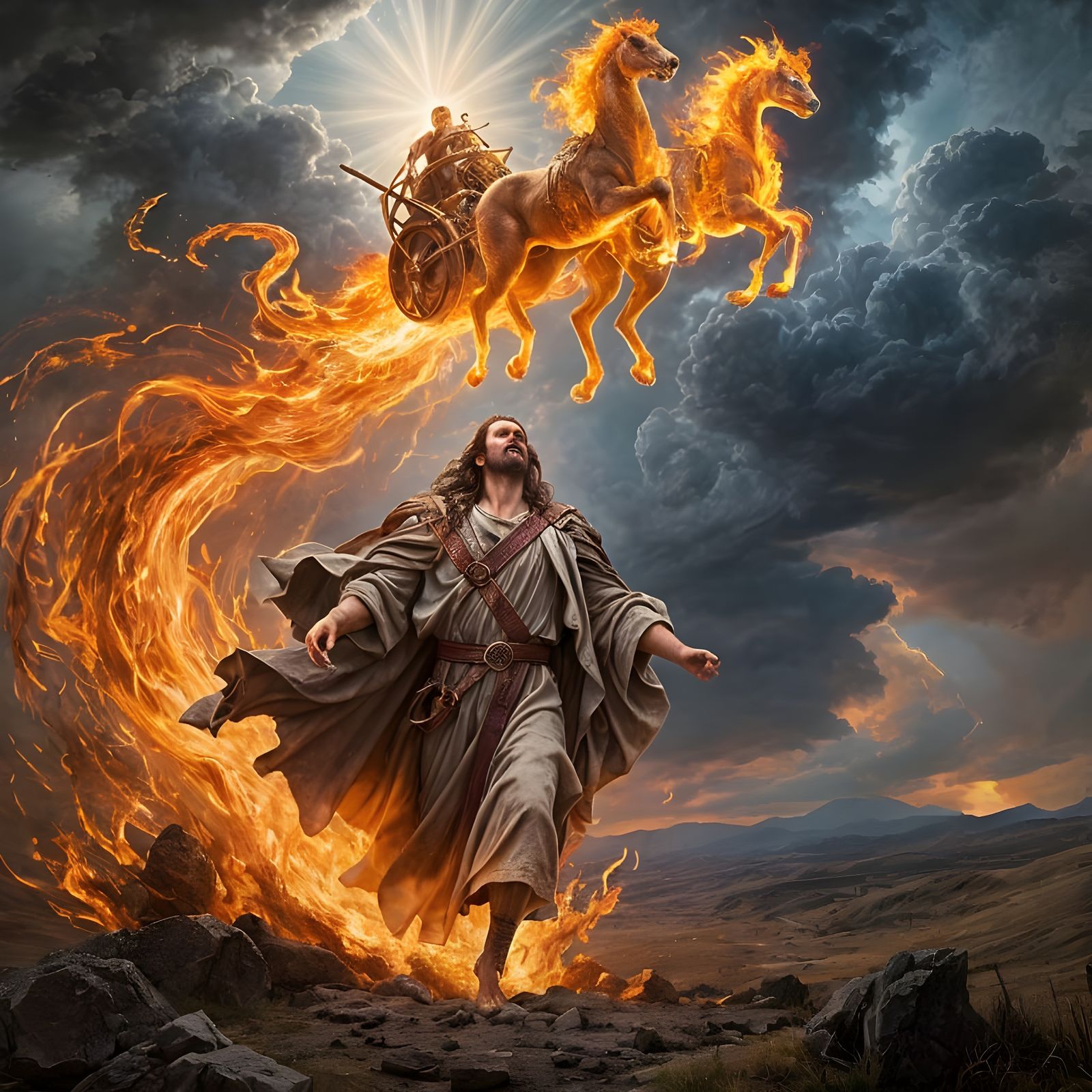 Elijah's Ascension in Fiery Chariot
