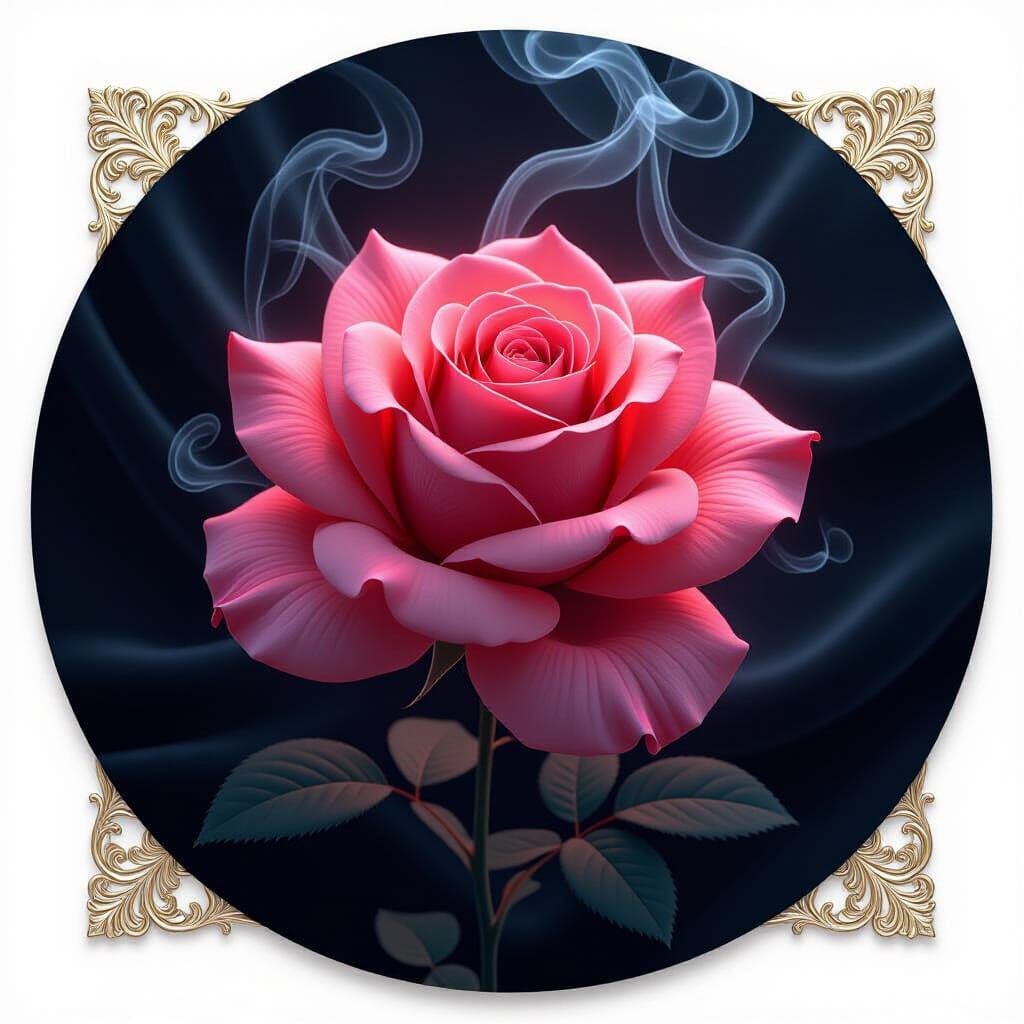 Blooming Rose in Silver Smoke: A 3D Digital Artwork