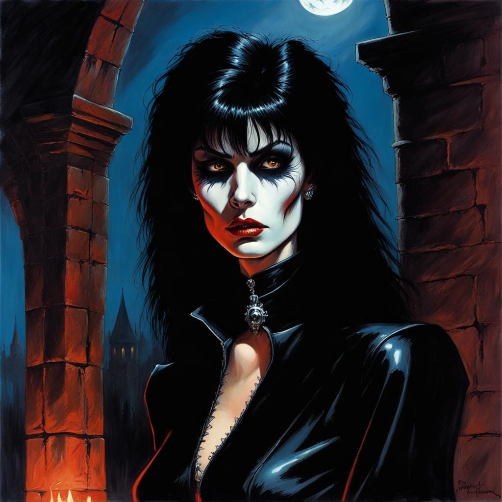Deathrock Girl Portrait in 80s Comic Book Style