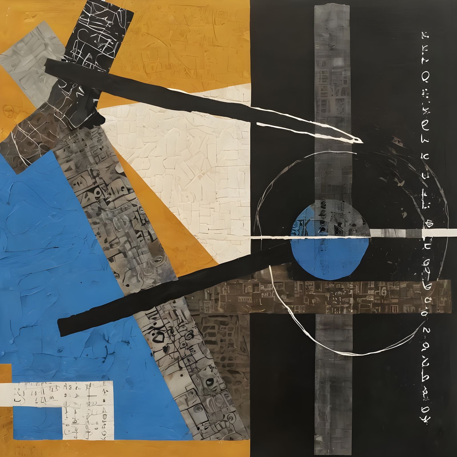 Abstract Blue Orb in Mixed Media