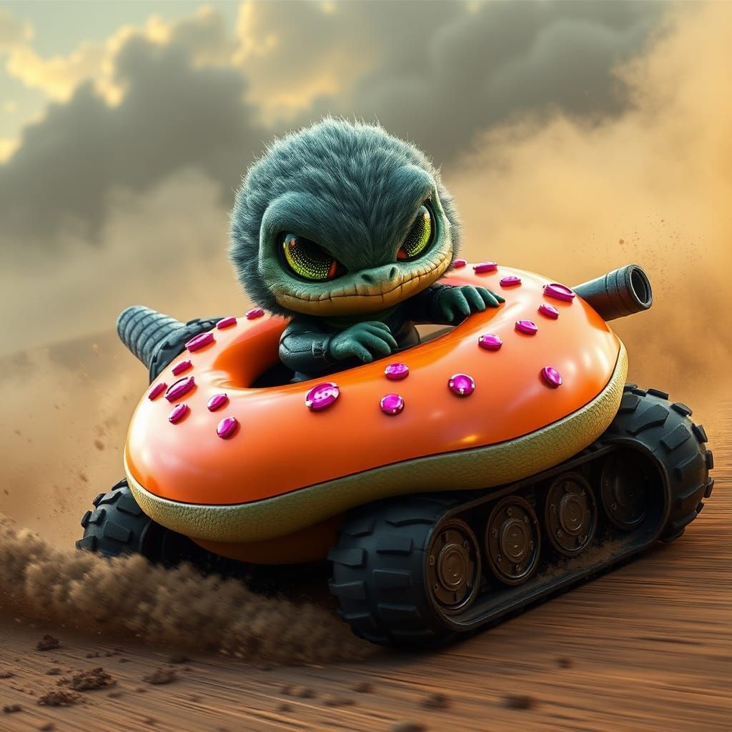 Chibi Alligator Alien Races Donut Tank in Wasteland