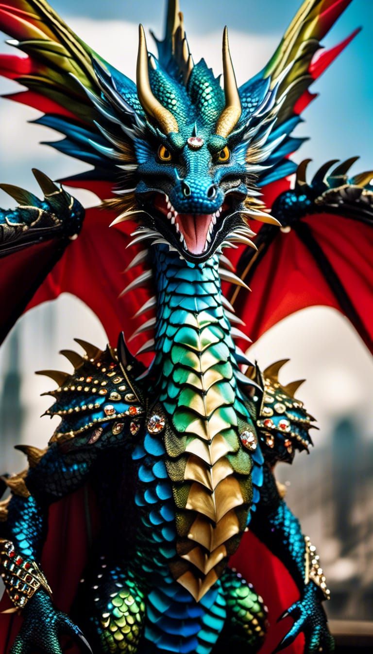 Feathered Anthro Dragon Portrait in High Fantasy Style