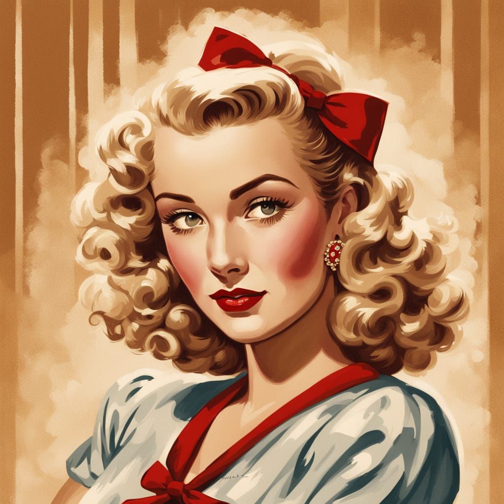 Vintage Blond Pin-Up in Retro Glamour Style