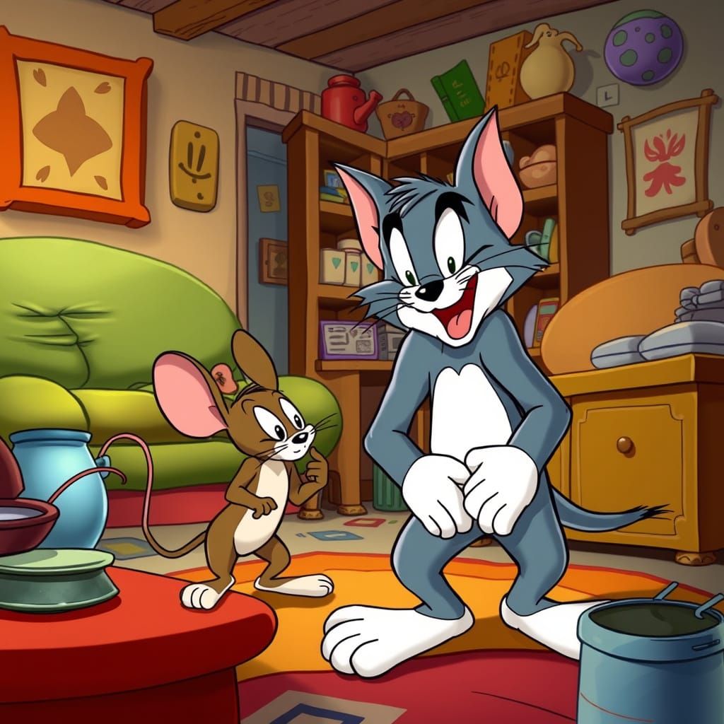 Tom and Jerry in Classic Cartoon Style