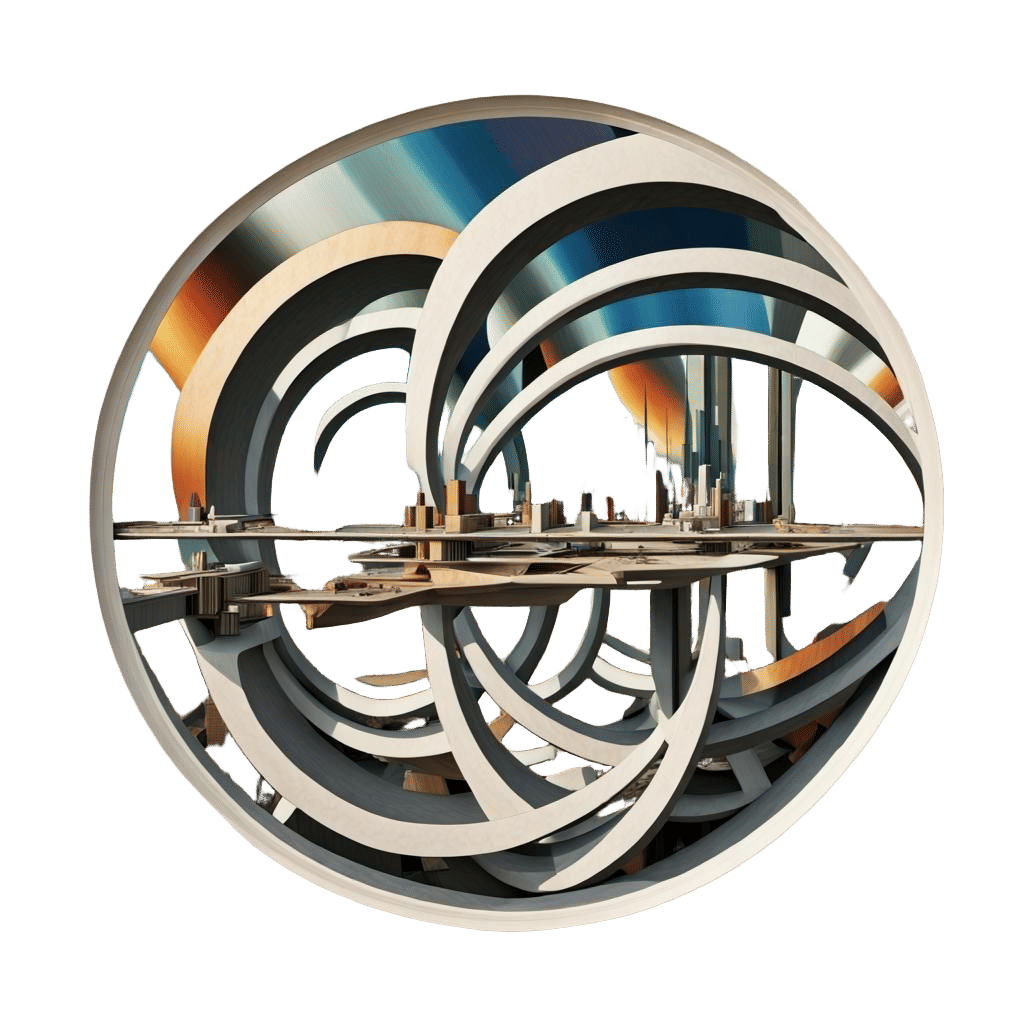 Futuristic Cityscape with Beams, Art Deco Sci-Fi