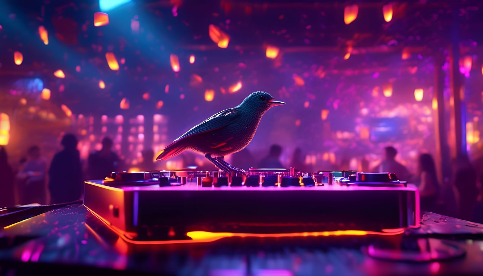 Catbird Flies from DJ Booth in Glowing Nightclub