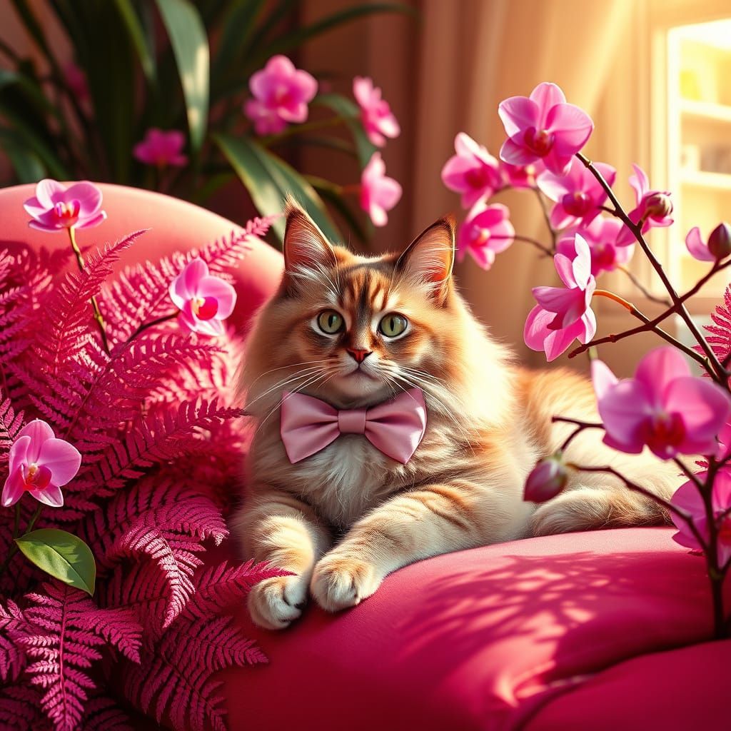 Regal Ragdoll Cat Basks in Sun-Kissed Opulence