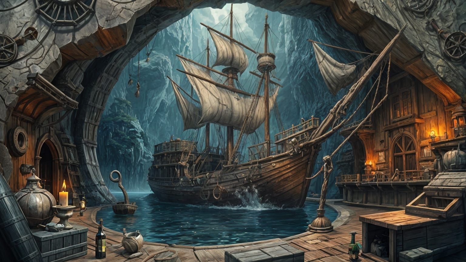 Pirate Tavern Within a Sunken Ship