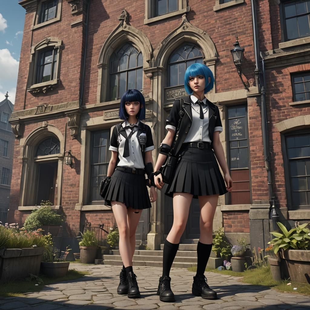 Gothic Tomboy Schoolgirl in Detailed Digital Art