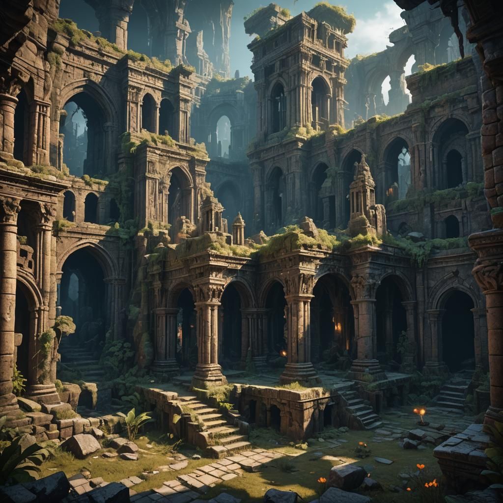 Gothic Fantasy Ruins with Hidden Treasures