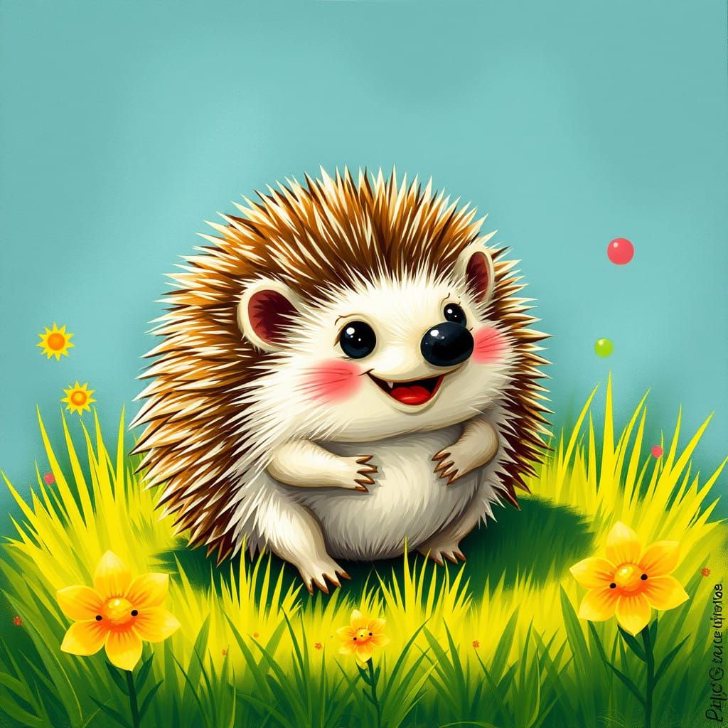 Vibrant Storybook Scene in Eric Carle's Whimsical Style