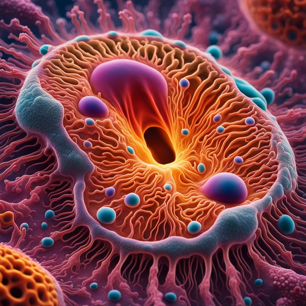 Detailed Microscopic View of a Psychedelic Amoeba