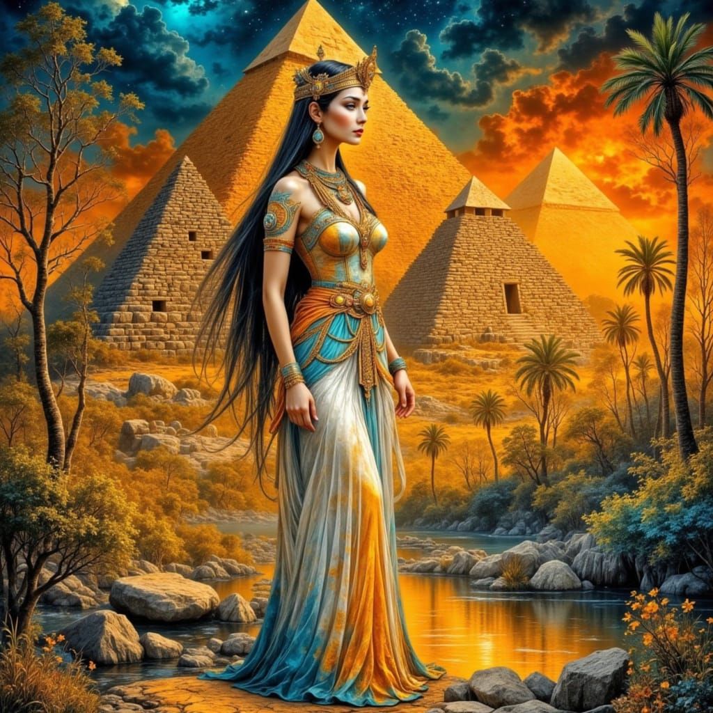 Cleopatra III: Egyptian Queen in Art Nouveau Style