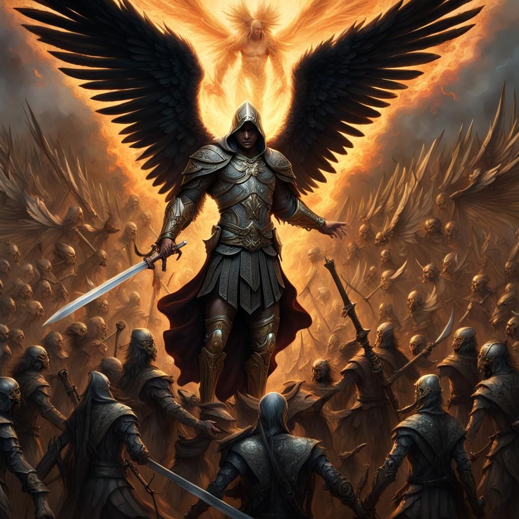 Archangel Michael Descending: Dark Fantasy Concept Art