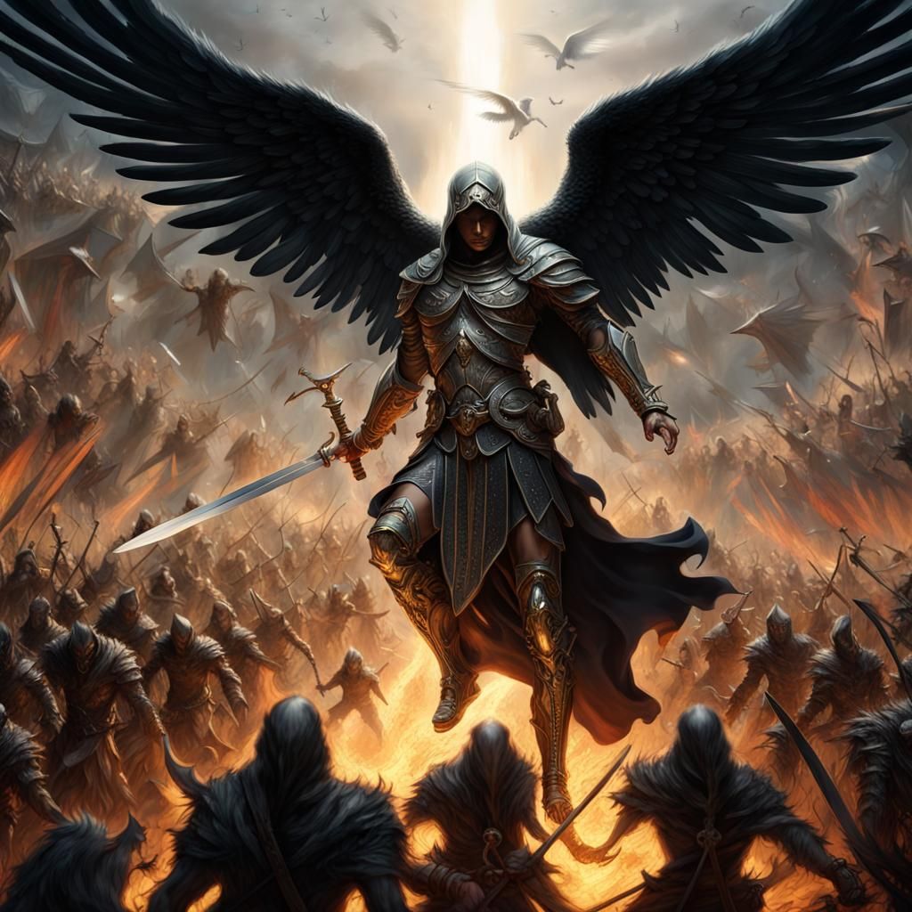 Archangel Michael Descending to Battle