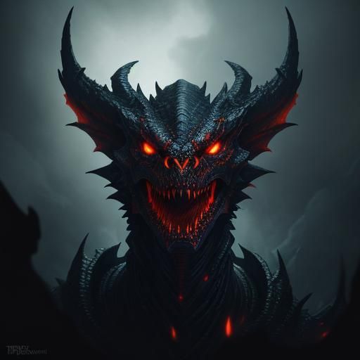 Demonic Hydra Dragon in Dark Fantasy Style