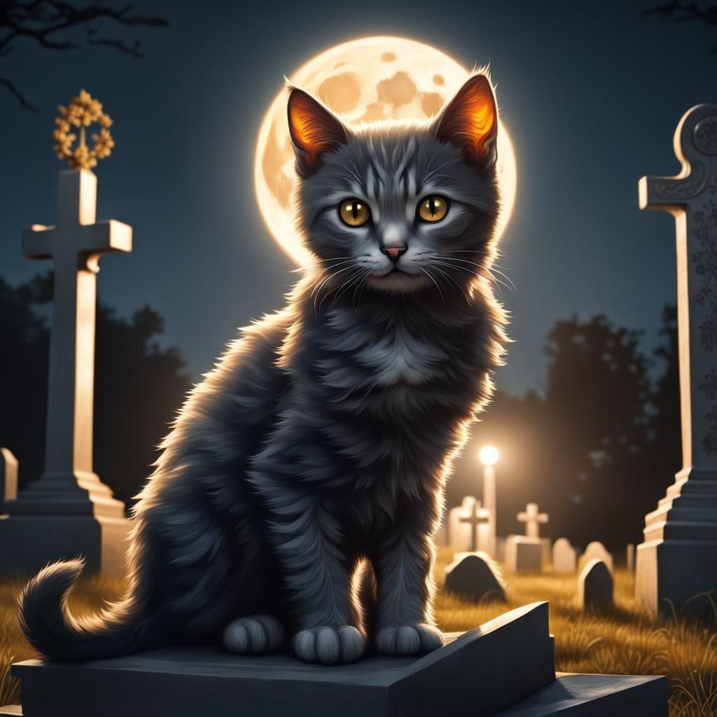 Spectral Kitten Guardian of the Cemetery