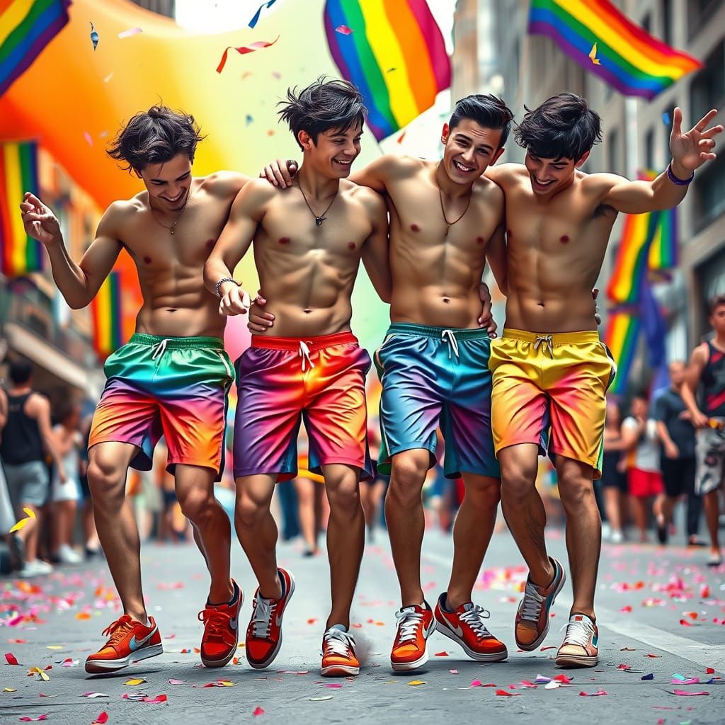 Joyful Pride Celebration with Dancing Friends