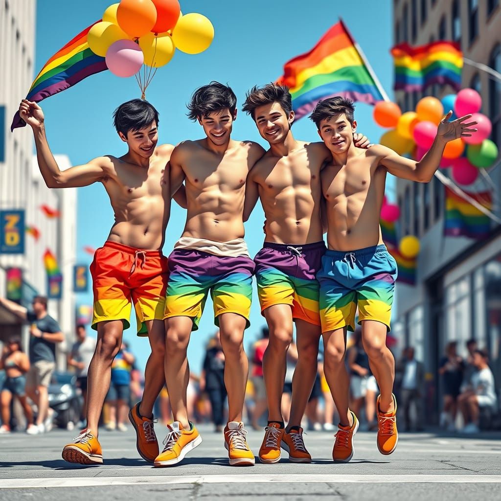 Joyful Pride Celebration with Dancing Friends