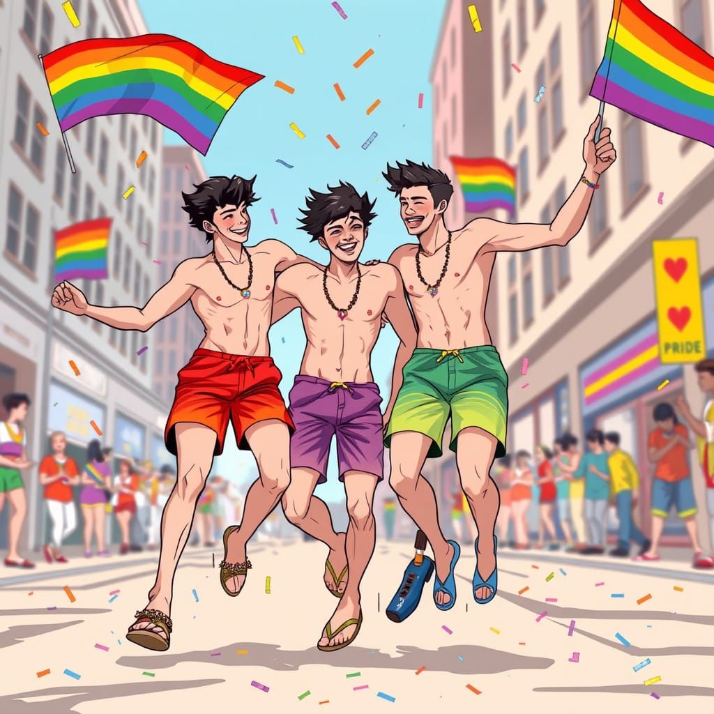 Pride Celebration: Joyful Friends Dancing in the Streets